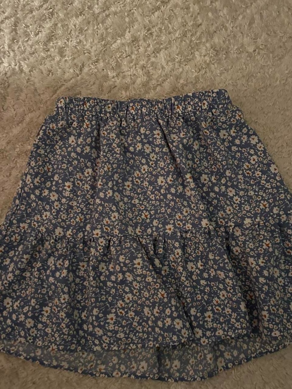 SHEIN Blue Floral Tiered Skater Skirt